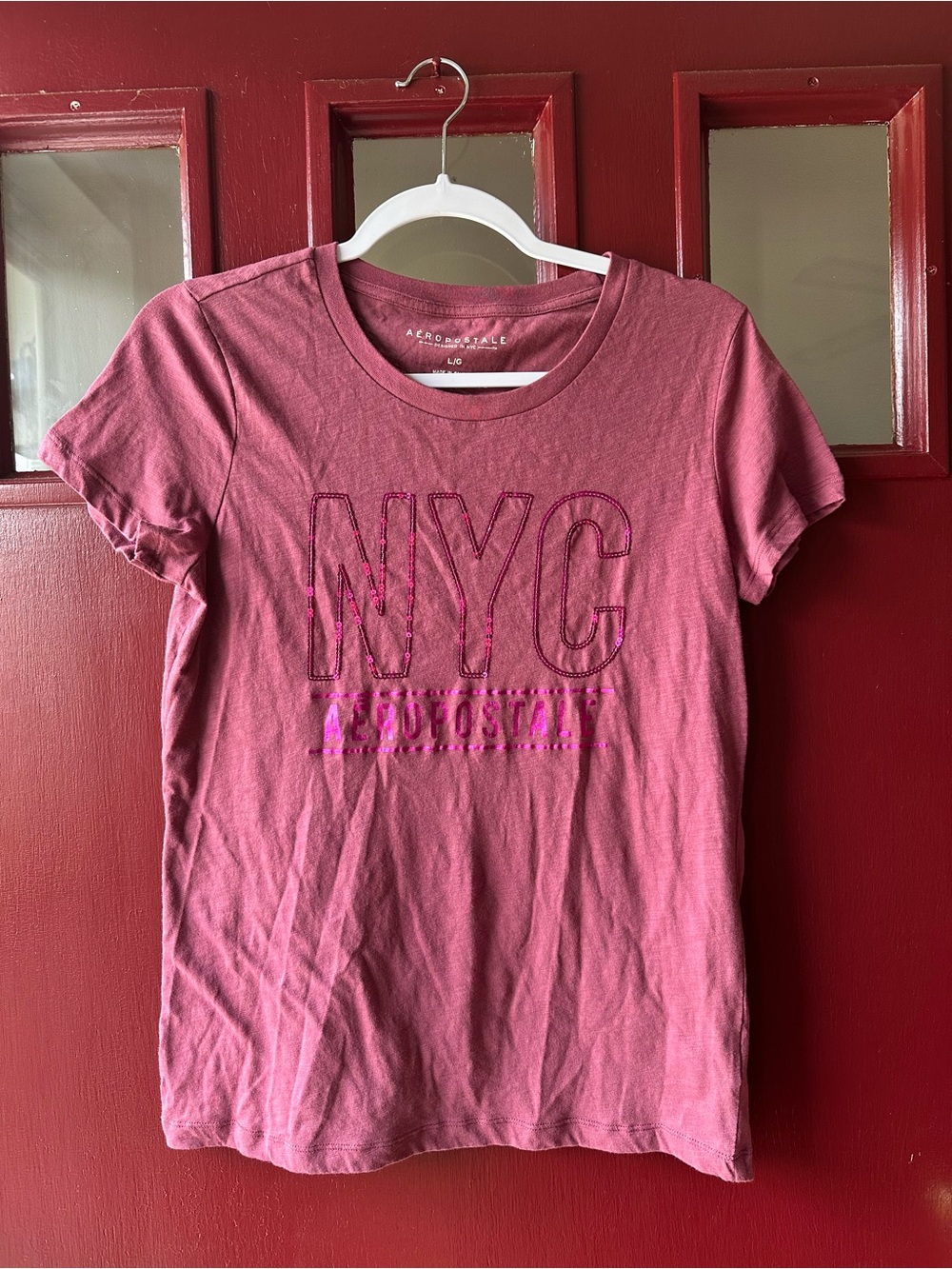 Aeropostale Mauve Crewneck Logo Tee